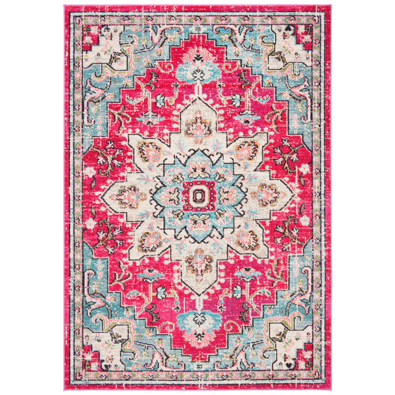 Bungalow Rose Gutierez Oriental Pink/Blue/Beige Area Rug & Reviews